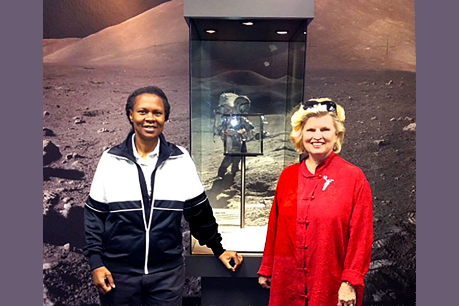 Col. Yvonne Cagle, M.D., NASA astronaut and Sonnee at the NASA Space Museum, Mt. View, CA 2014