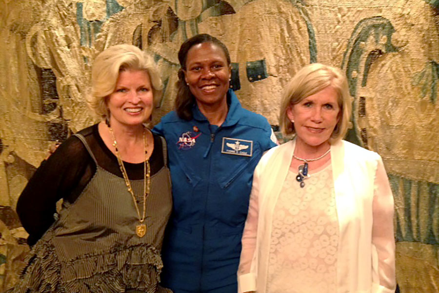 Sonnee, Col. Yvonne Cagle, M.D., and Janet Ray, Chairman of Innovators of the Discovery Cube Science Museum, at a book signing and discussion luncheon, Newport Beach, CA 2014